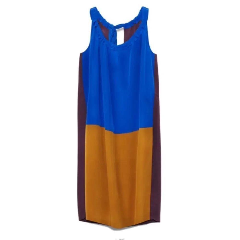 Marni x H&M Silk Blue Purple Orange Colorblock Sleeveless Dress